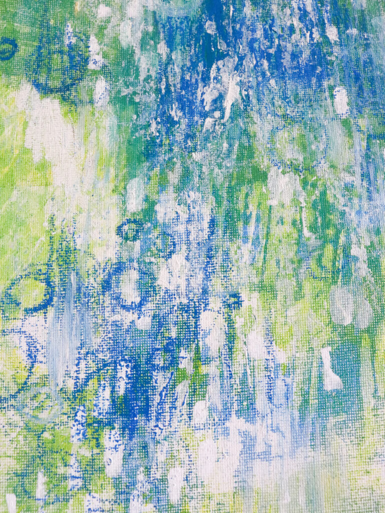 close up of painting "cookin" by Elise Leonard