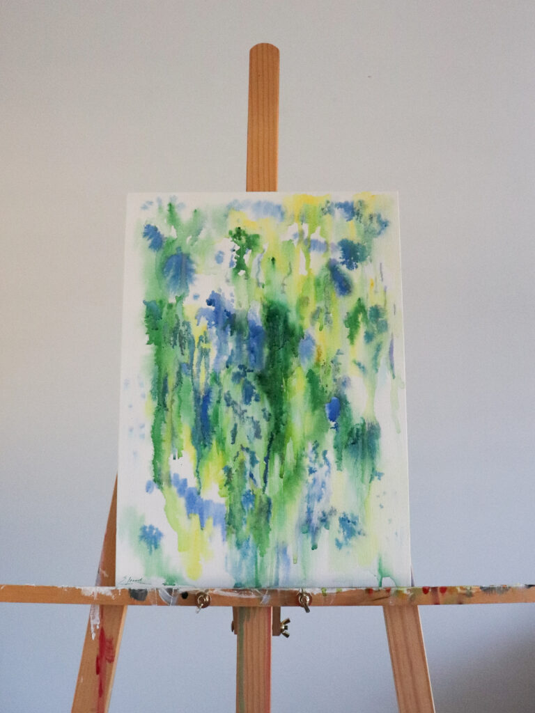 watercolour and ink painting "at atelier 57" by Elise Leonard