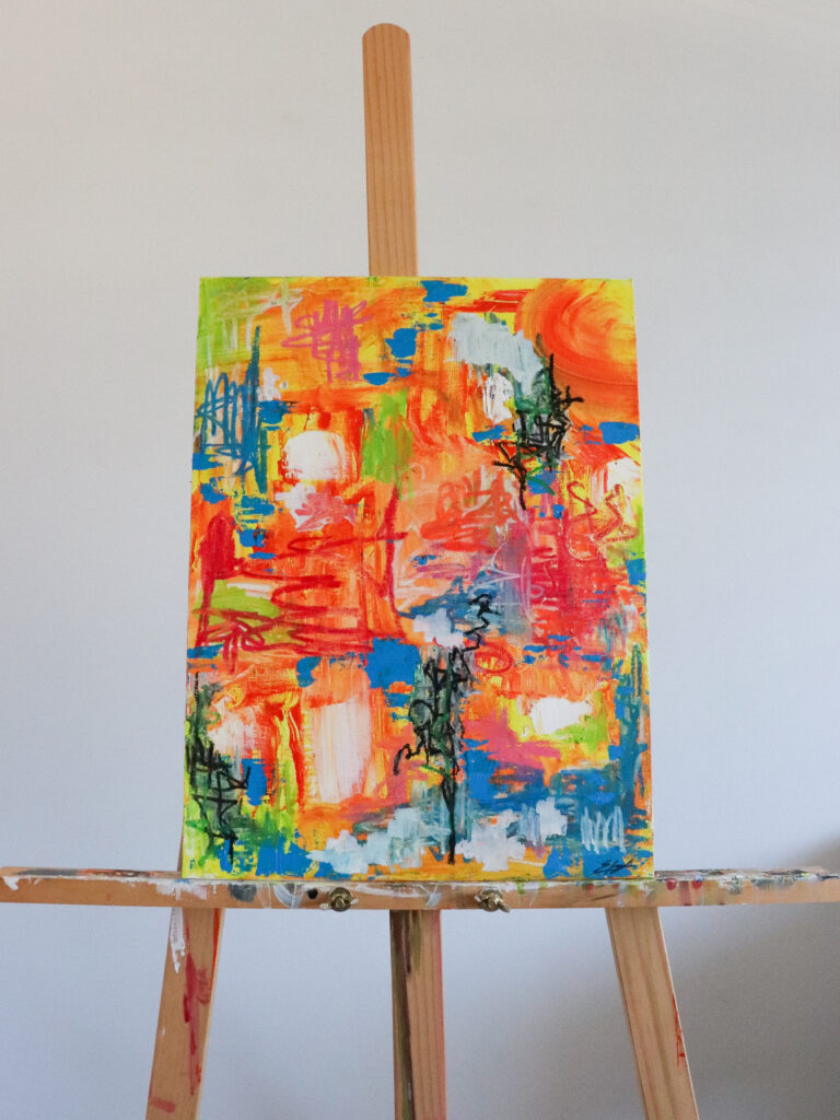 colourful painting "where you wish you were" by Elise Leonard