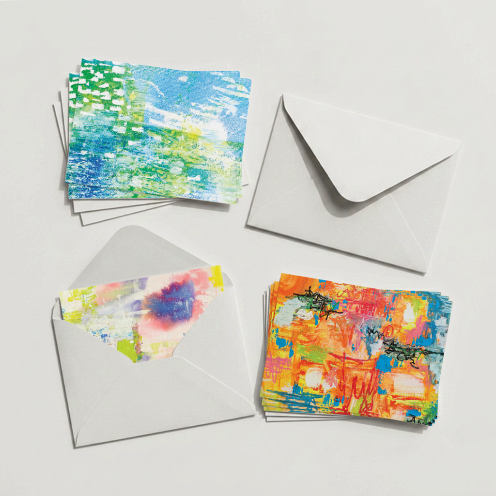 image of multiple art print greeting cards of abstract painting